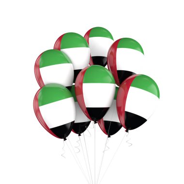 Birleşik Arap Emirlikleri bayrak demet dize üzerinde balon. 3D render