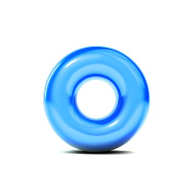 parlak harf O kabarcık yazı tipi beyaz arka planda yalıtılmış. 3D Ren