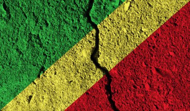 Kongo Cumhuriyeti bayrağı ortasında çatlak ile. Ülke di