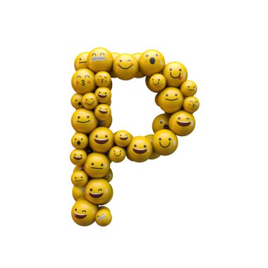 Harf P emoji karakter yazı tipi. 3B Işleme