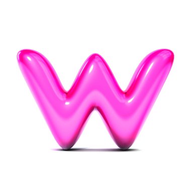 parlak harf W kabarcık yazı beyaz arka planda izole. 3D Ren