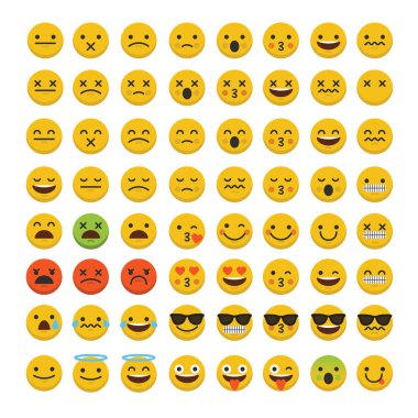 Emoji ifade karakter yüzleri kümesi.  