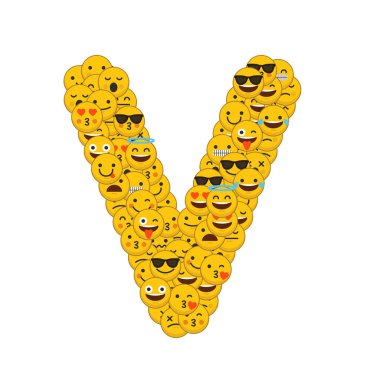 Emoji gülen karakterler büyük harf V