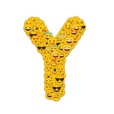 Emoji gülen karakterler büyük harf Y