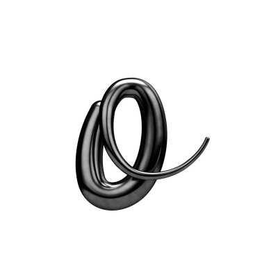 Mektup O siyah el yazısı Script yazı tipi. 3B Işleme