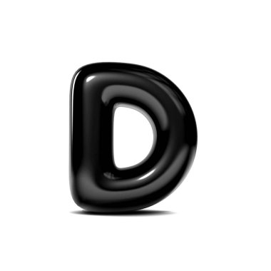 Beyaz arka planda yalıtılmış parlak harf D kabarcık yazı. 3D Ren
