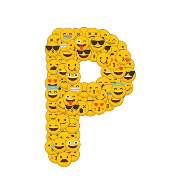 Emoji gülen karakterler büyük harf P