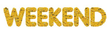 Kelime hafta sonu sosyal medya emoji Smiley karakterler yazılmış