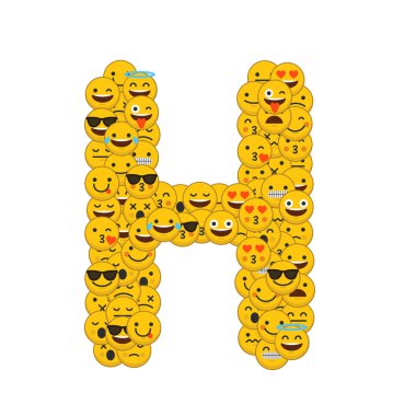 Emoji gülen karakterler büyük harf H