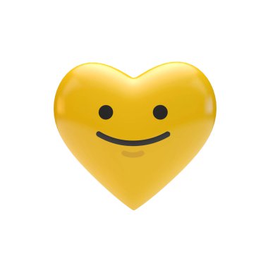 Emoji ifade karakter kalp şekli. 3B Işleme