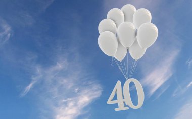 40 numara parti kutlama. Numara beyaz bir demet bağlı