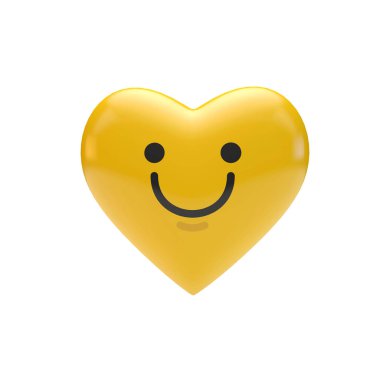 Emoji ifade karakter kalp şekli. 3B Işleme
