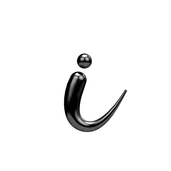 Буква I черный рукописный шрифт. 3D рендеринг
