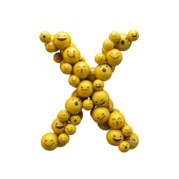 Γραμματοσειρά χαρακτήρων emoji γράμμα X. Απόδοση 3D — Φωτογραφία Αρχείου