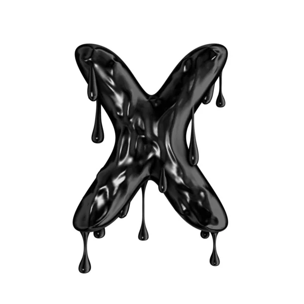 Black dripping slime halloween capital letter X — Stock Photo, Image