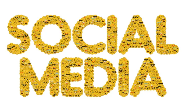 La palabra social media escrita en social media emoji smiley chara — Foto de Stock
