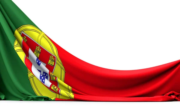 Bandera de tela colgante bandera nacional de Portugal. Renderizado 3D —  Fotos de Stock