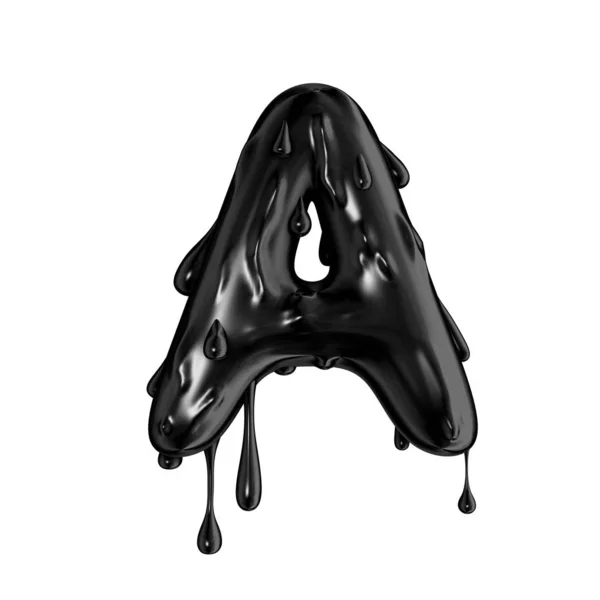 Black dripping slime halloween capital letter A — Stock Photo, Image