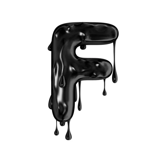 Black dripping slime halloween capital letter F — Stock Photo, Image