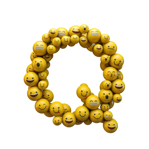 Lettera Q carattere emoji. Rendering 3D — Foto Stock