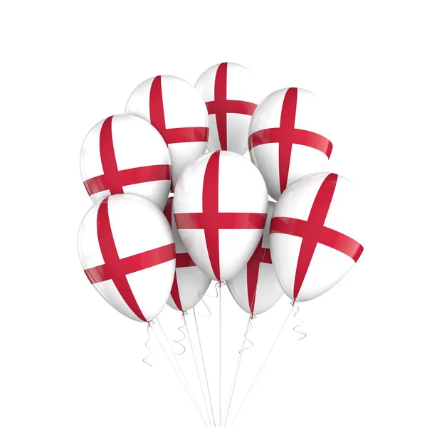 Anglia zászló csomó léggömb a húr. 3D renderelés — Stock Fotó