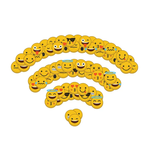 Σετ όψεων χαρακτήρων emoji σε σχήμα WiFi — Φωτογραφία Αρχείου