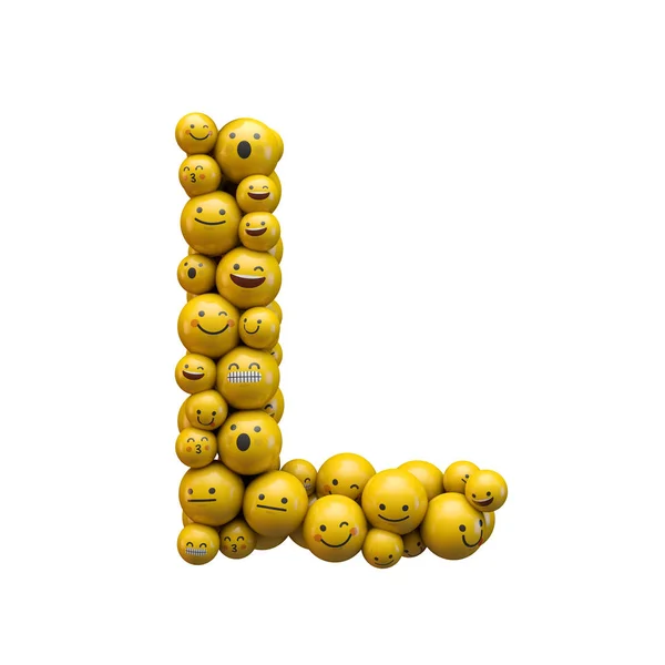 Letra L carácter emoji fuente. Renderizado 3D — Foto de Stock