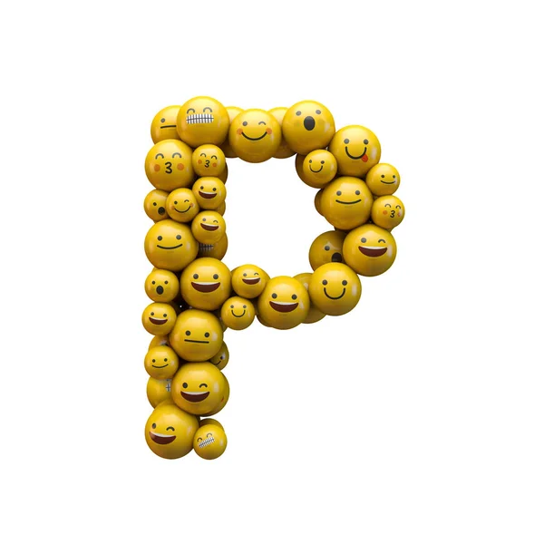 Letter P emoji karakter lettertype. 3D-rendering — Stockfoto