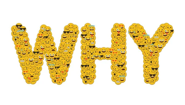 The word why written in social media emoji smiley characters — Stock Photo, Image