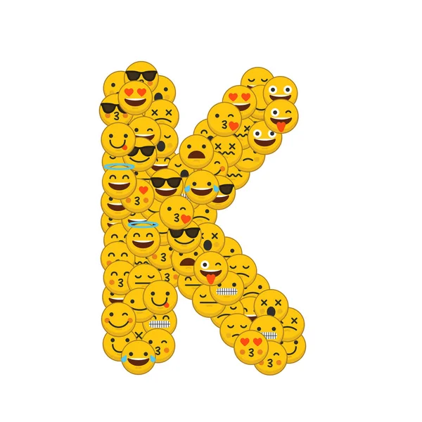 Caracteres sorridentes Emoji letra maiúscula K — Fotografia de Stock