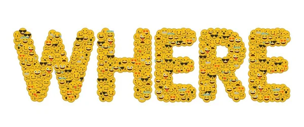 La parola in cui scritto nei social media emoji caratteri smiley — Foto Stock