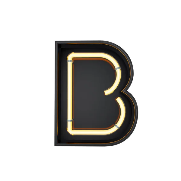 Неоновий стиль легка літера Б. Світловий неоновий лист. тривимірний — стокове фото