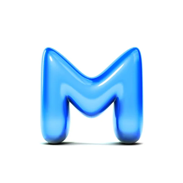 Glansigt brev M bubbelteckensnitt isolerat på vit bakgrund. 3D ren — Stockfoto