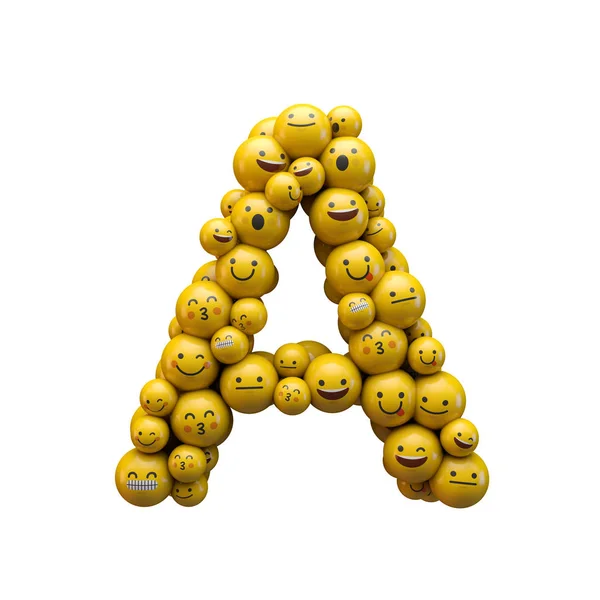 Letra Una fuente de carácter emoji. Renderizado 3D — Foto de Stock