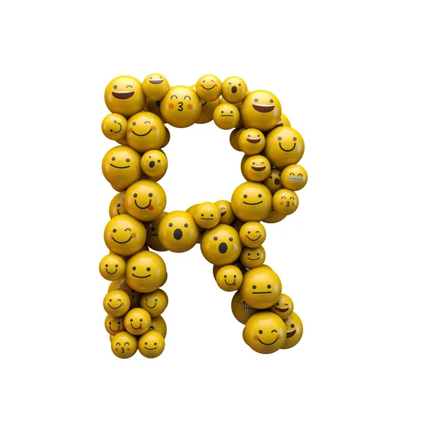 Letra R carácter emoji fuente. Renderizado 3D — Foto de Stock