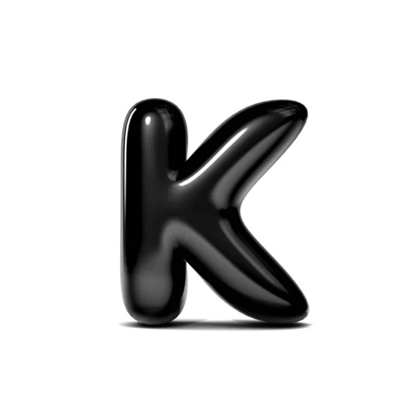 Glanzende letter K Bubble lettertype geïsoleerd op witte achtergrond. 3D ren — Stockfoto