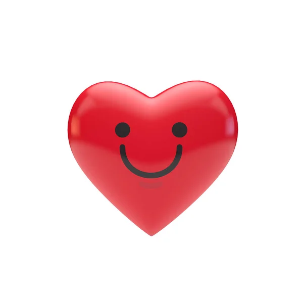 Emoji emoticon karakter bentuk hati merah. Perenderan 3D — Stok Foto