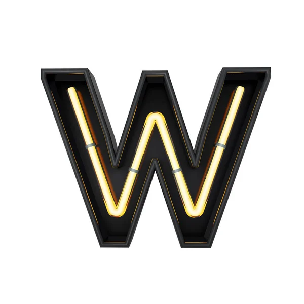 Νέο στυλ φως γράμμα W. λαμπερό νέον κεφαλαίο γράμμα. 3D Rende — Φωτογραφία Αρχείου