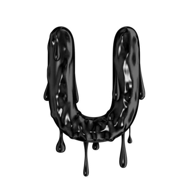 Black dripping slime halloween capital letter U — Stock Photo, Image