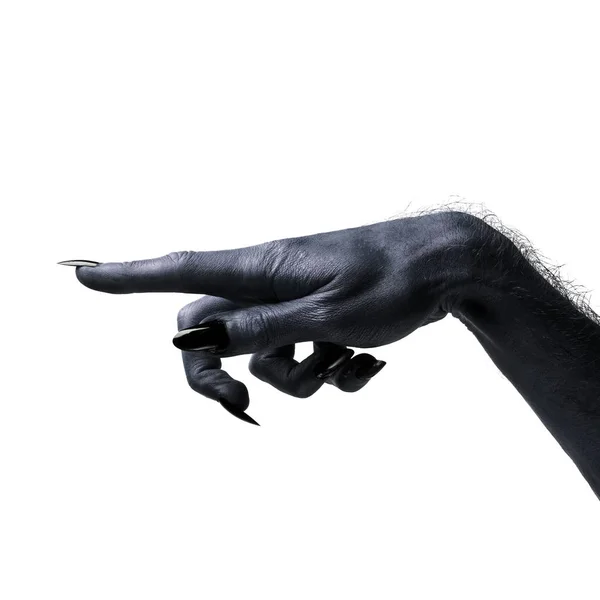 Zwarte griezelig Halloween monster hand met lange nagels — Stockfoto