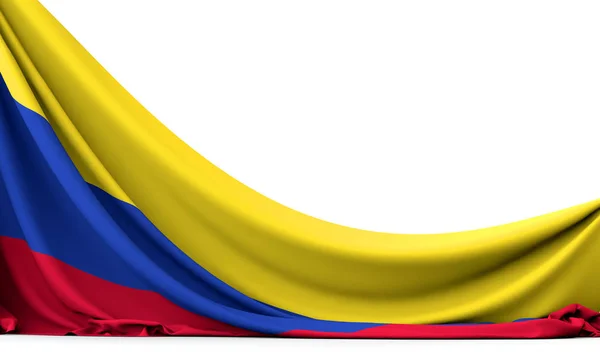 Bandiera nazionale Colombia stendardo tessuto appeso. Rendering 3D — Foto Stock