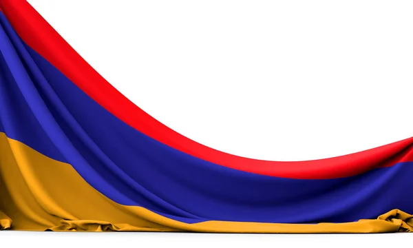 Bandera nacional Armenia colgando pancarta de tela. Renderizado 3D — Foto de Stock