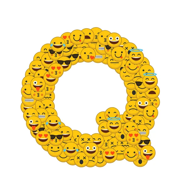 Emoji χαρακτήρες χαμογελαστή κεφαλαίο γράμμα Q — Φωτογραφία Αρχείου