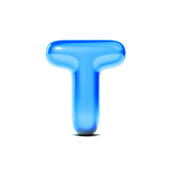 Γυαλιστερό γράμμα T γραμματοσειρά φούσκα απομονωθεί σε λευκό φόντο. 3D Ren — Φωτογραφία Αρχείου