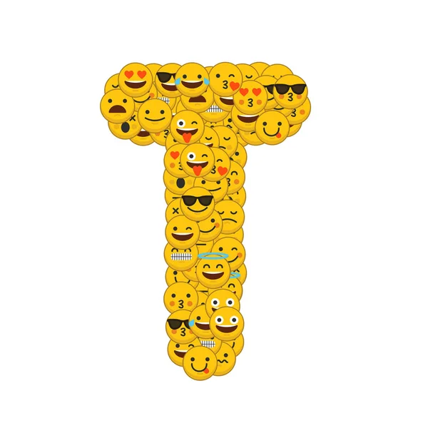 Caracteres sorridentes Emoji letra maiúscula T — Fotografia de Stock