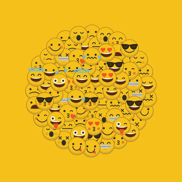 Set Emoji emoticon karakter gezichten in een cirkel — Stockfoto