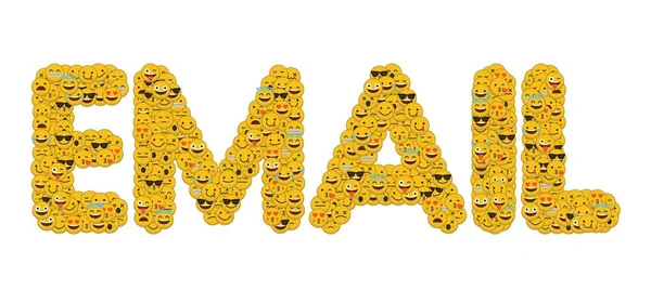 La parola email scritta nei social media emoji caratteri smiley — Foto Stock