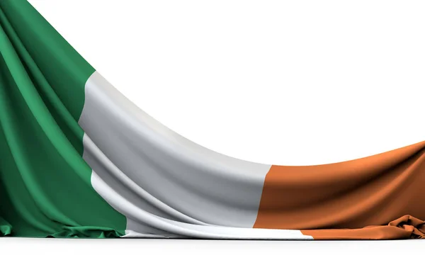 Ireland national flag hanging fabric banner. 3D Rendering — Stock Photo, Image