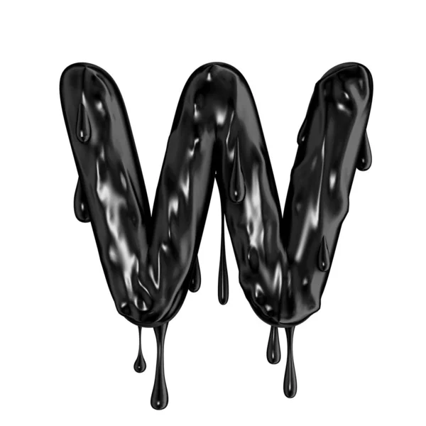 Black dripping slime halloween capital letter W — Stock Photo, Image