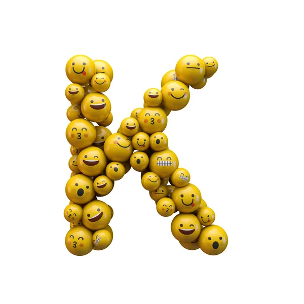 Letra K carácter emoji fuente. Renderizado 3D — Foto de Stock